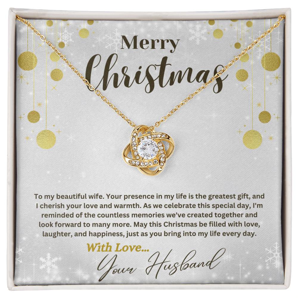 Christmas Love Knot Necklace, To My Beautiful Wife