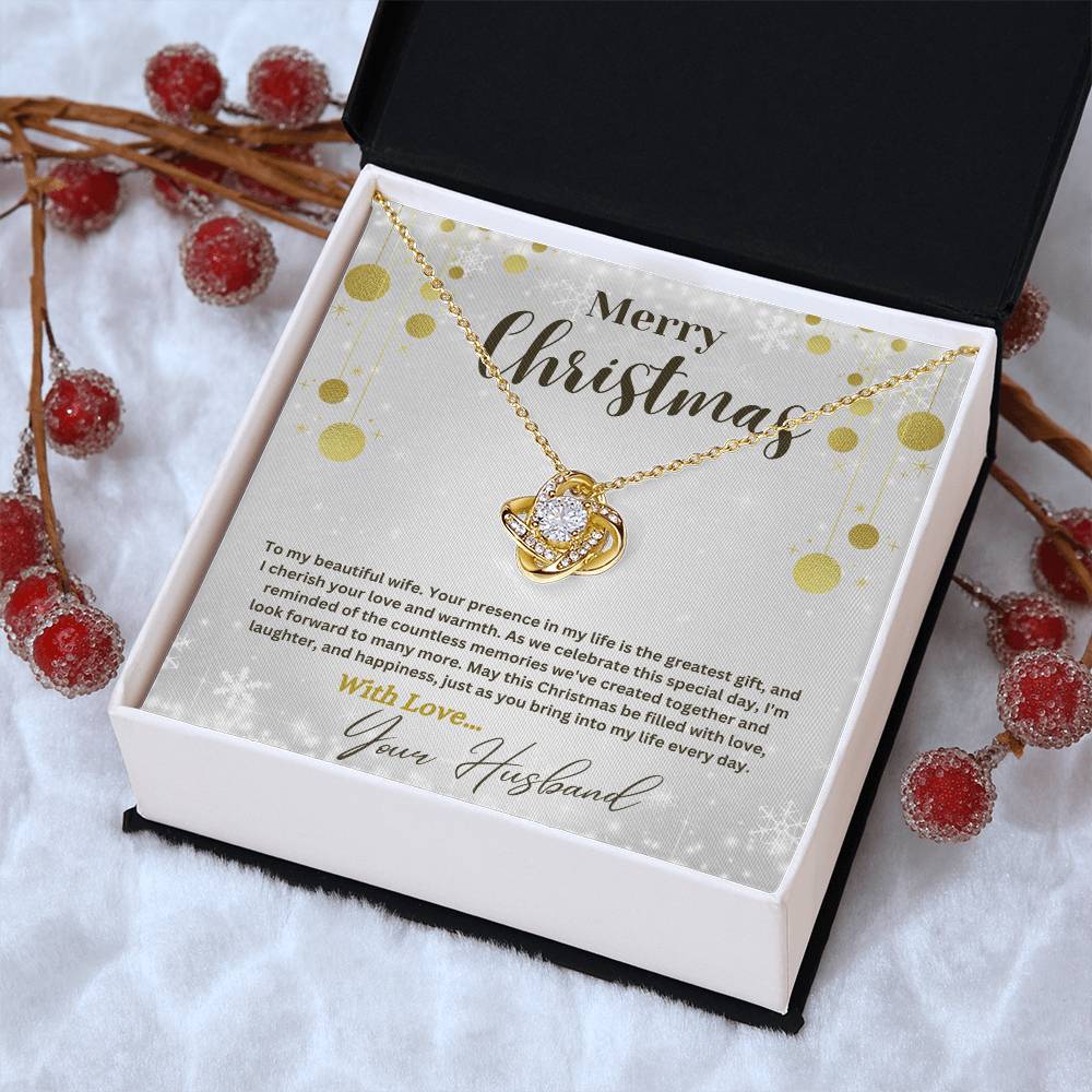 Christmas Love Knot Necklace, To My Beautiful Wife