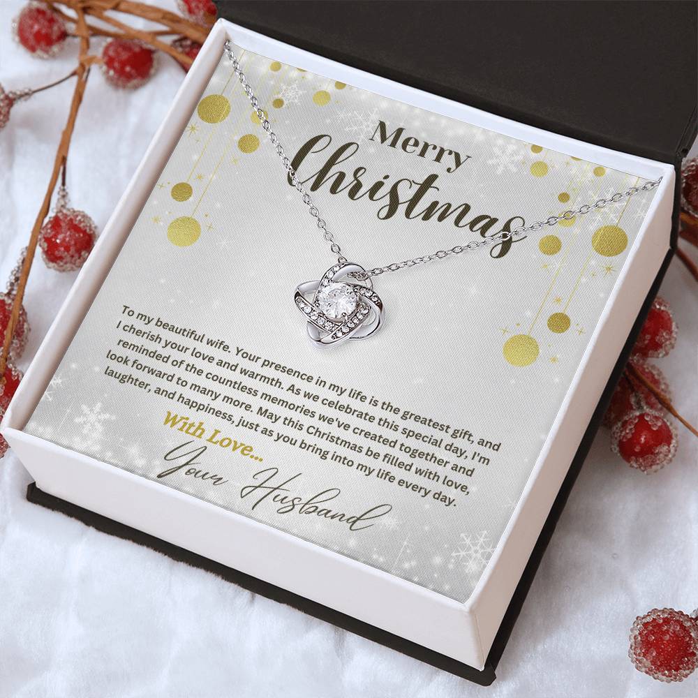 Christmas Love Knot Necklace, To My Beautiful Wife
