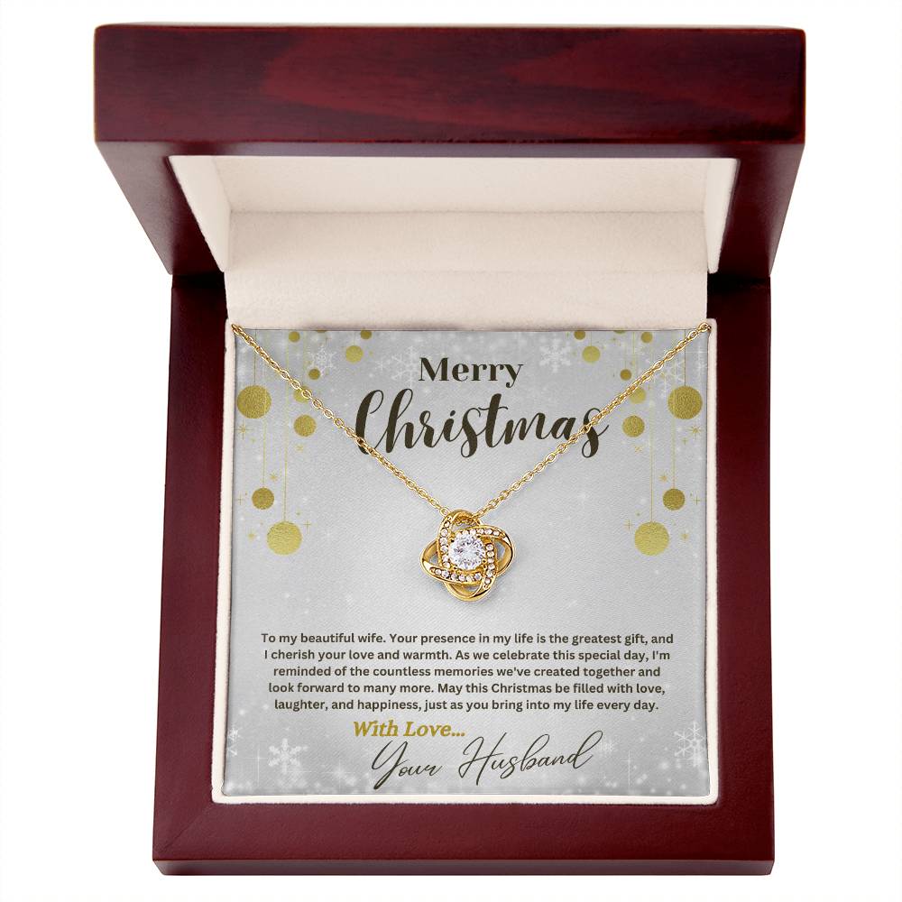 Christmas Love Knot Necklace, To My Beautiful Wife