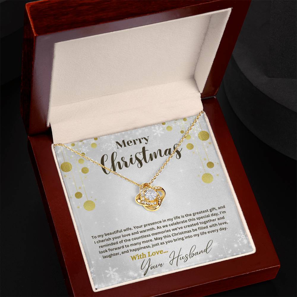 Christmas Love Knot Necklace, To My Beautiful Wife