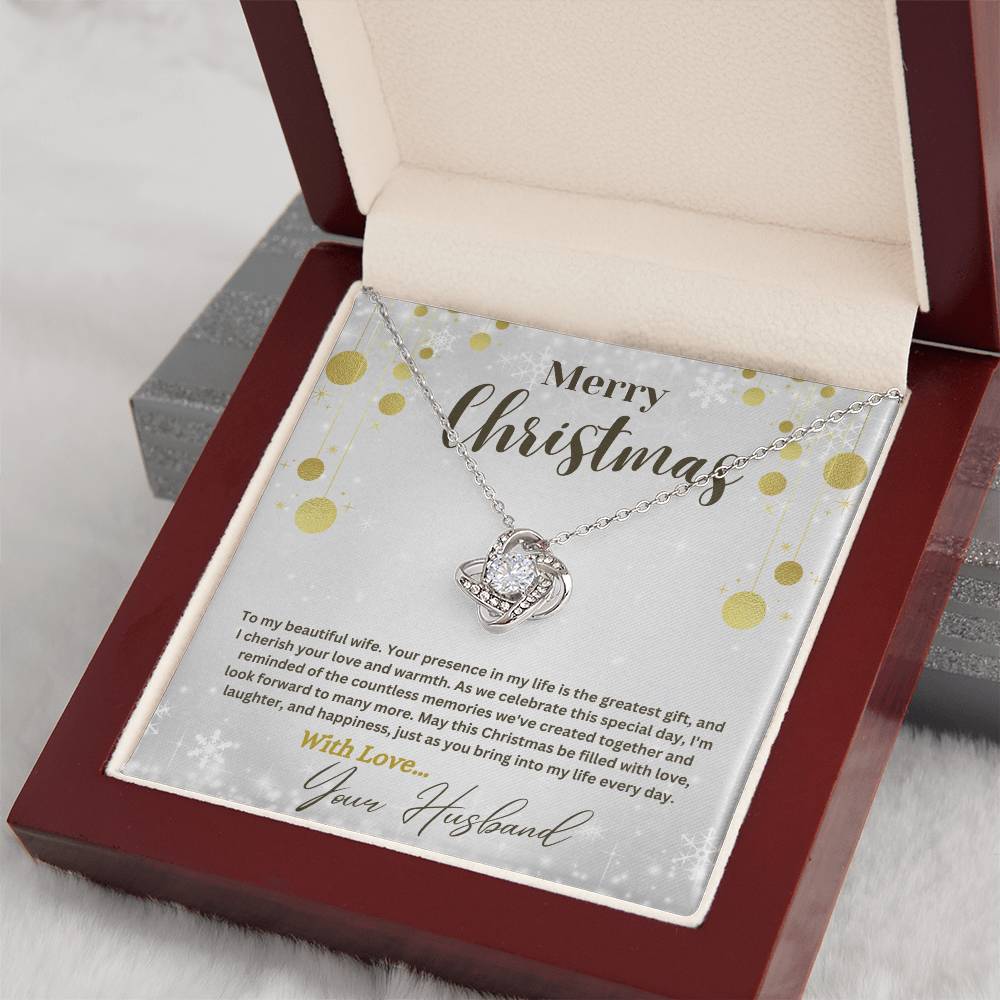 Christmas Love Knot Necklace, To My Beautiful Wife